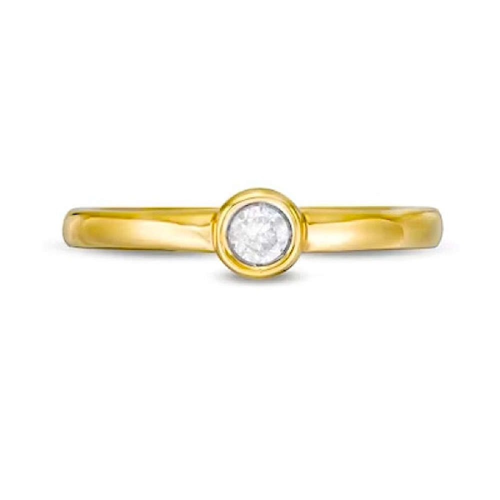 0.10 Carat TW natural diamond, dainty gold bezel solitaire ring